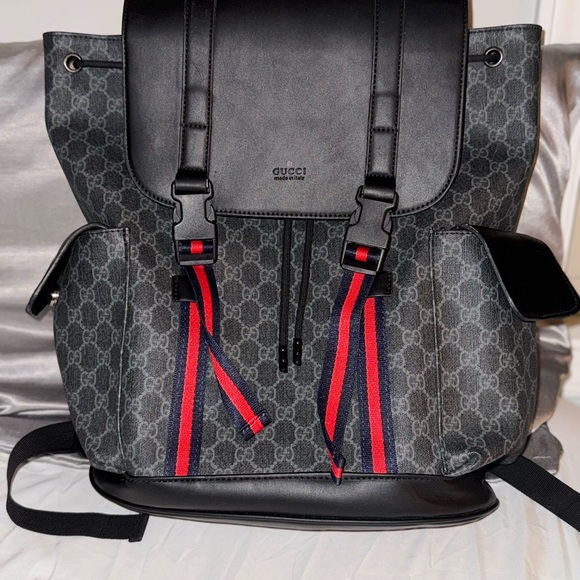 Gucci Black and Gray GG Monogram Backpack - Picture 1 of 6